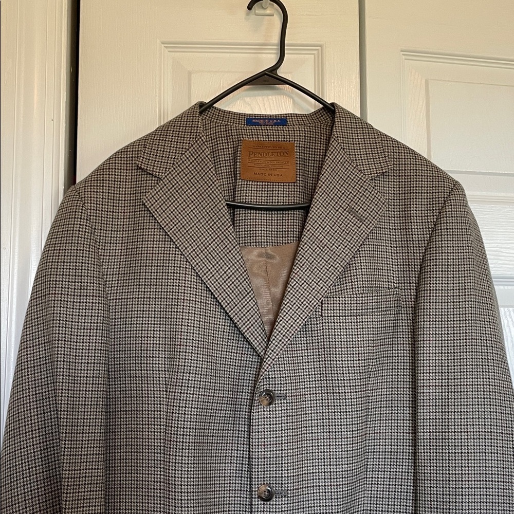 VTG Pendleton Tan Checkered Houndstooth Blazer 42L